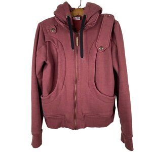 Armada Hoodie Full Zip Long Sleeve Cotton Blend Sweater Cozy Maroon Size Medium